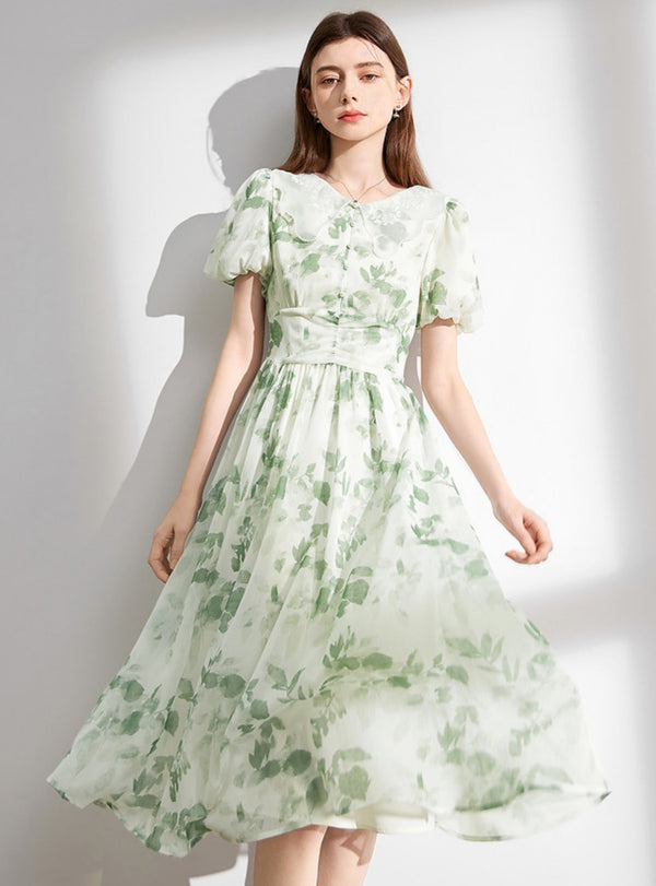 Doll Puff Sleeve Long Dress