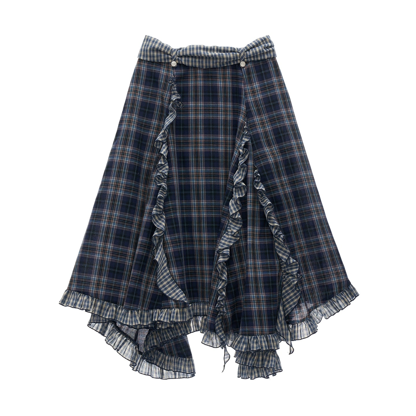 Spliced Plaid Long Skirt