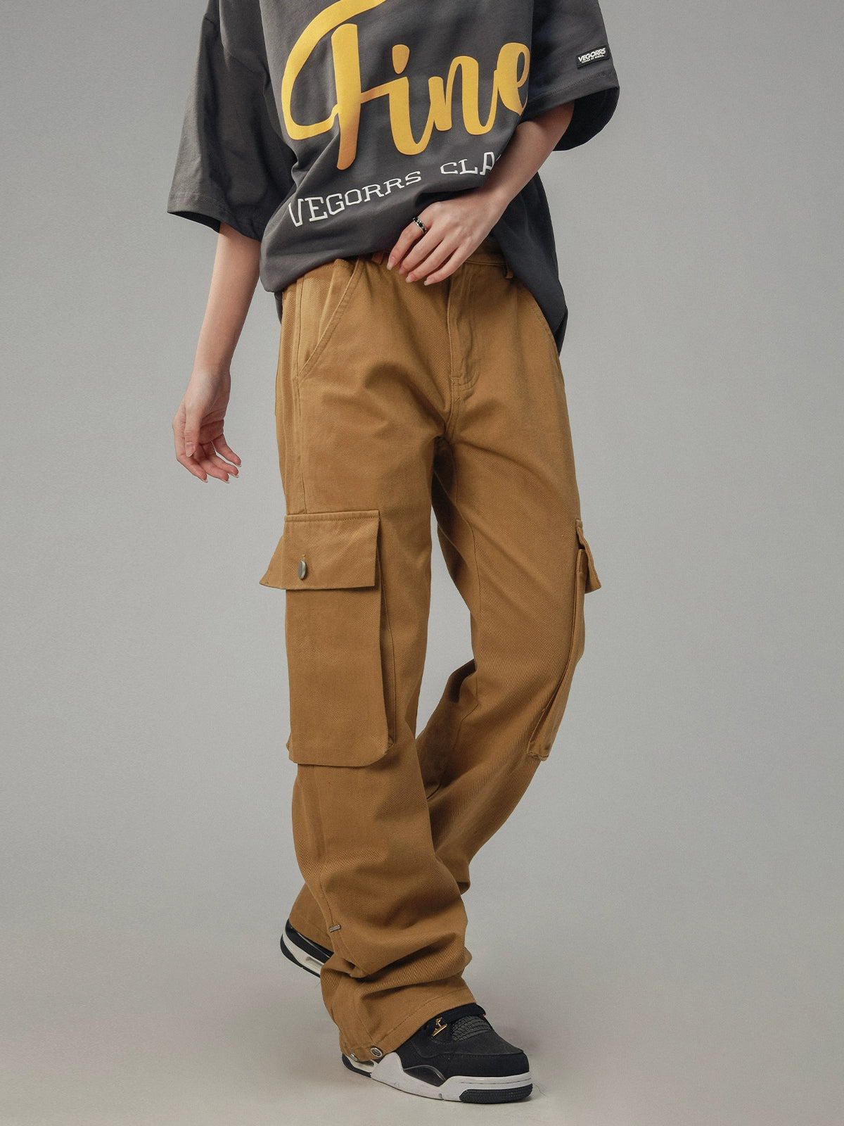 Brown Big Pocket Retro Cargo Pants