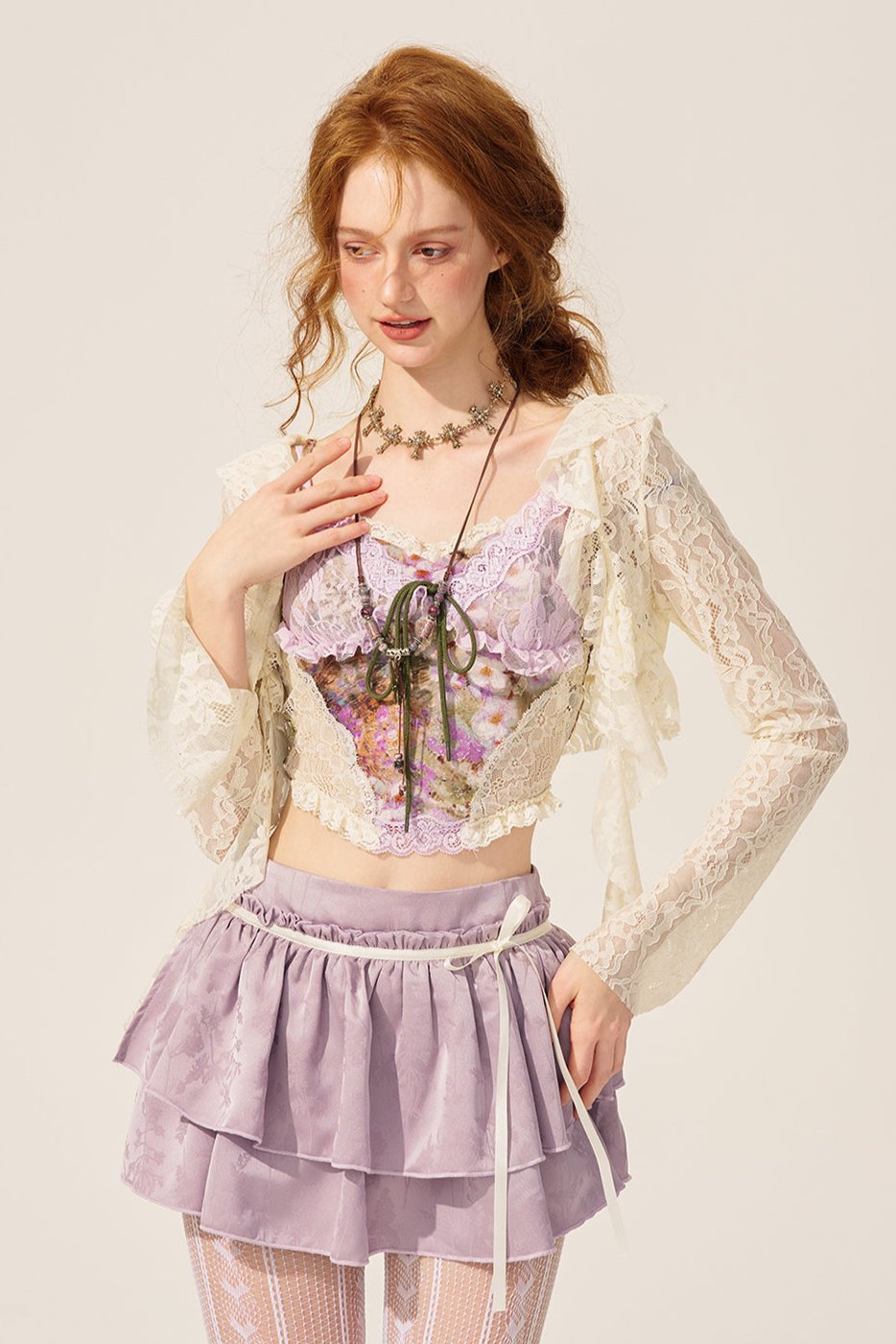 Purple Haze Lace Top and Skirt Set-UP