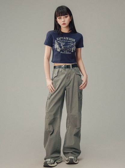 Gray Vintage Design Cargo Pants