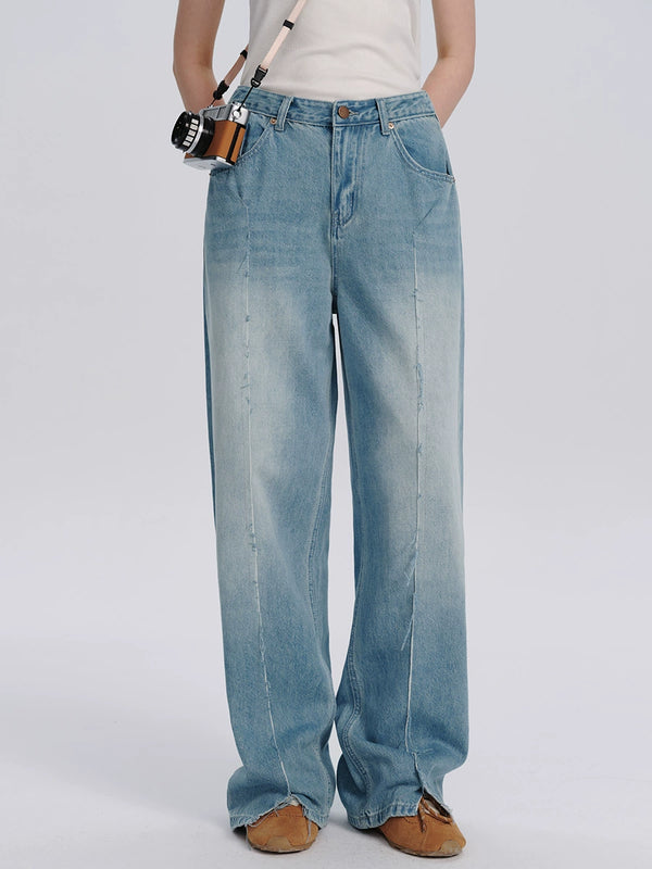 Light Blue Wide-Leg Denim Pants