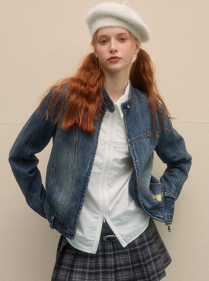 Lässige vielseitige Vintage -Denimjacke