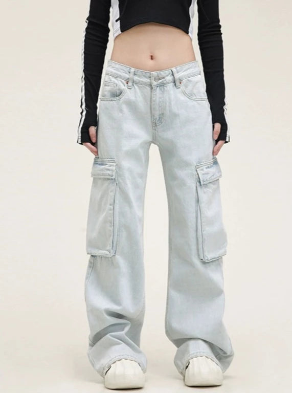 American Large Pocket Denim Pants