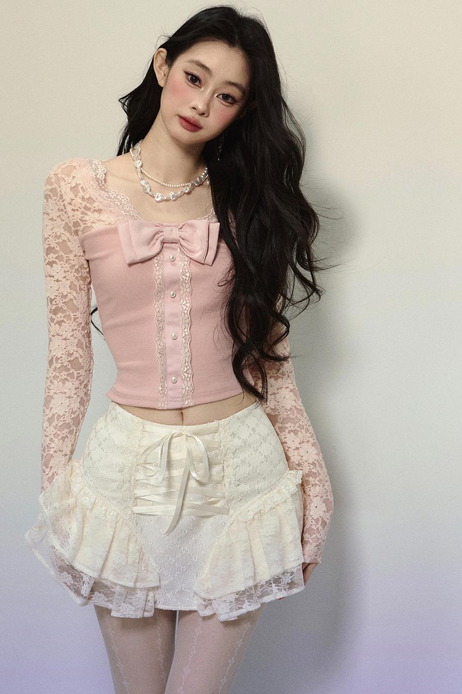 Ballet Aesthetics Irregular Lace Skirt