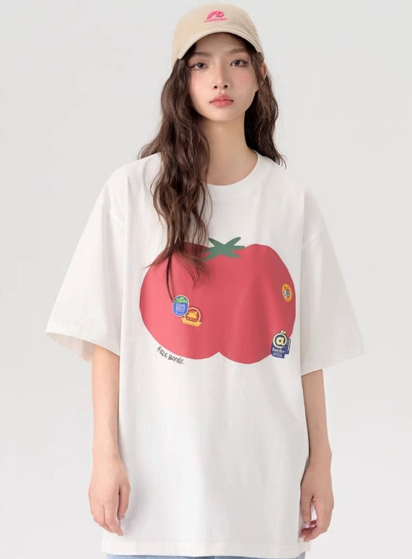 Loose Casual Fruit Label T-Shirt
