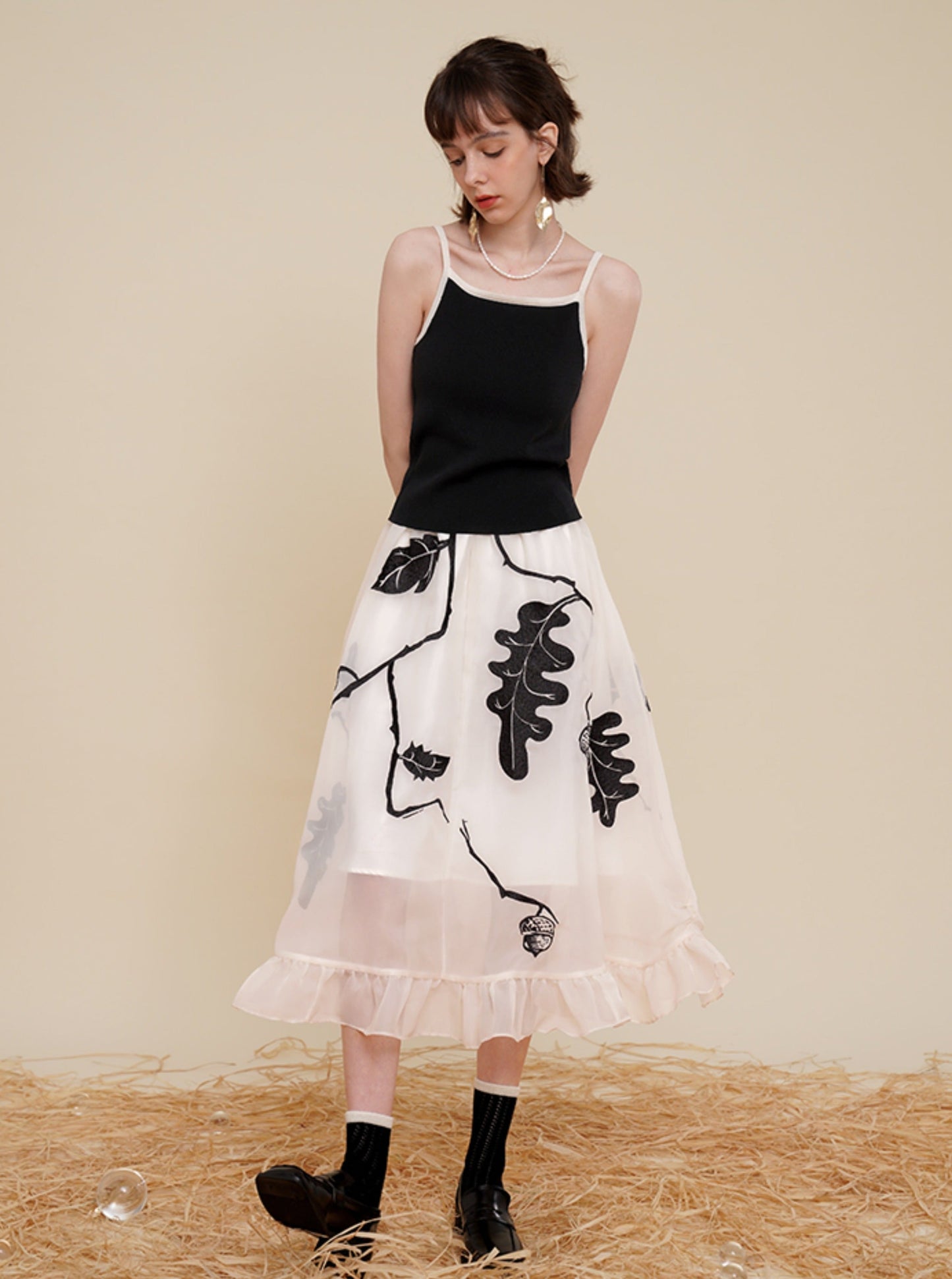 Embroidery Large Swing Gauze Skirt