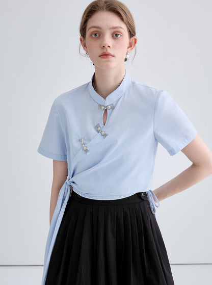 Lace-Up Short Sleeve Top