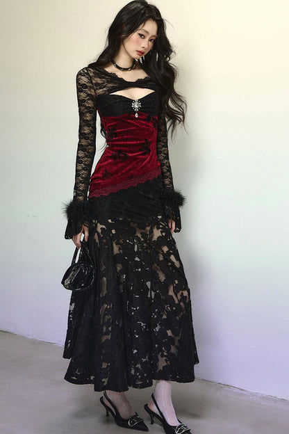 Off-Shoulder Lace Mermaid Dress