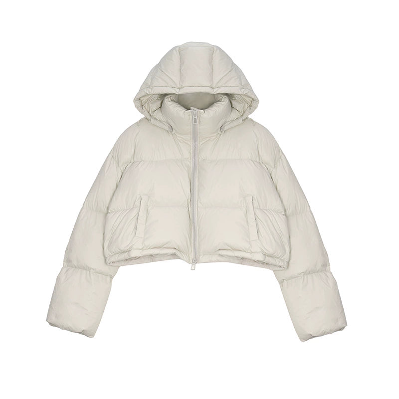 Small short hooded down jacket