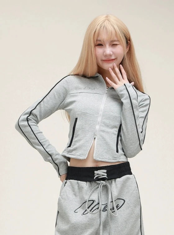 American Vintage Cropped Hooded Casual Skirt Set