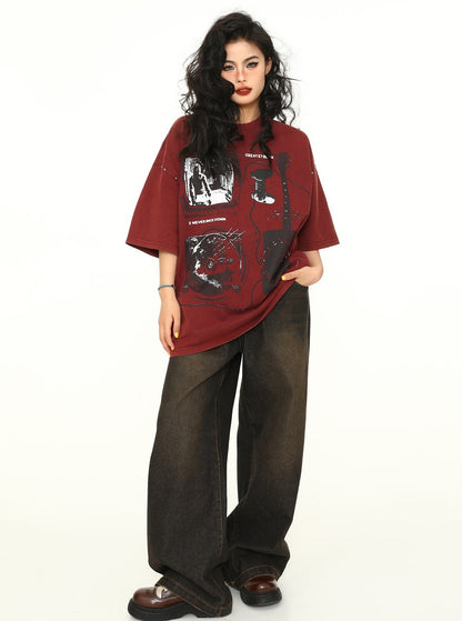 Loose Oversize Vintage Burgundy Top