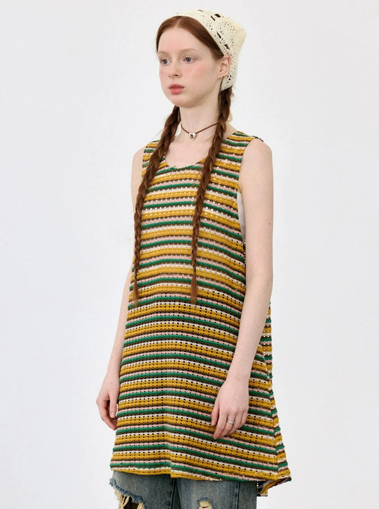 Colorist Striped Long Vest Top