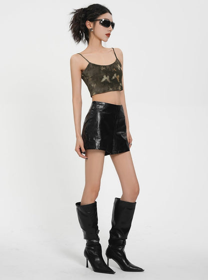 High-Waisted Slim PU Leather Skirt