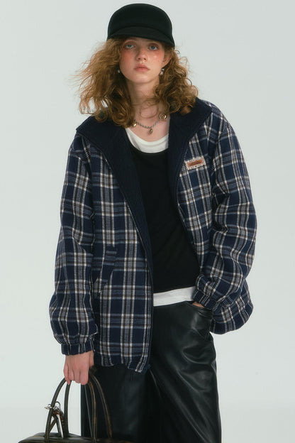 Double-Sided Plaid Fleece Jacket