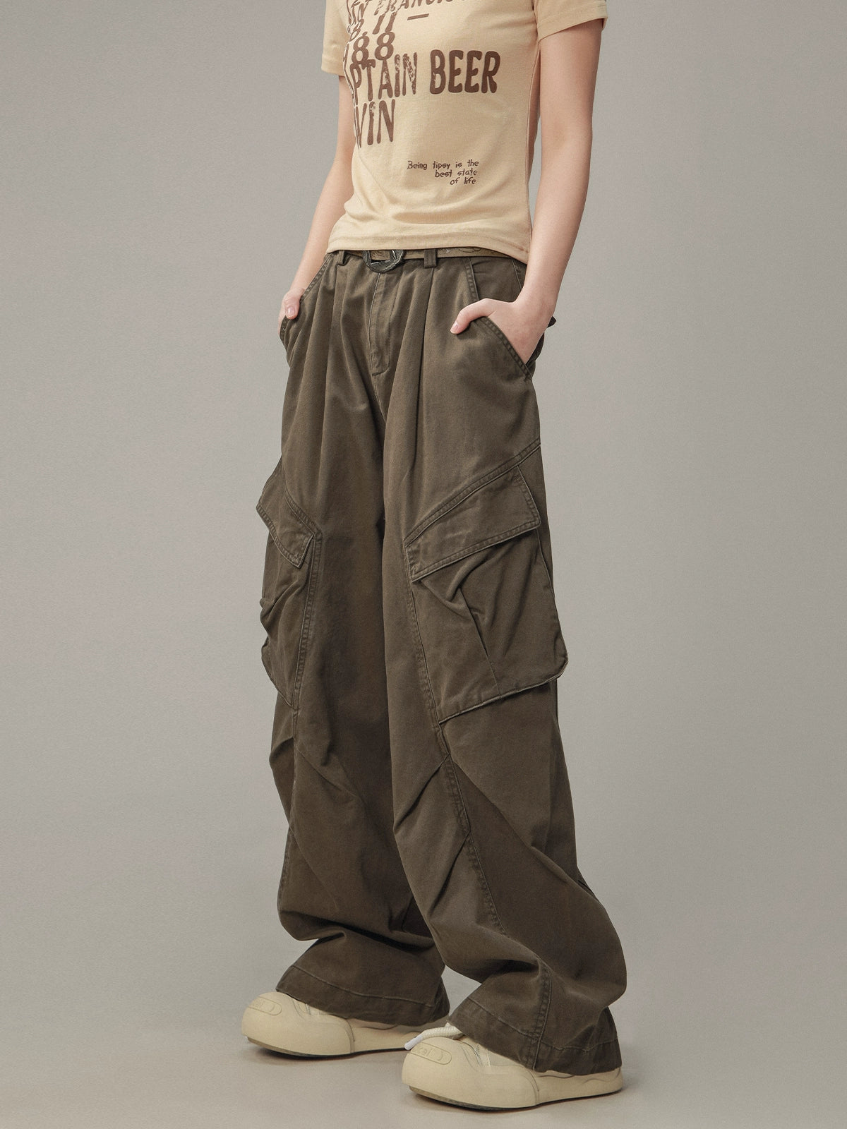 Casual Straight Leg Pocket Cargo Pants