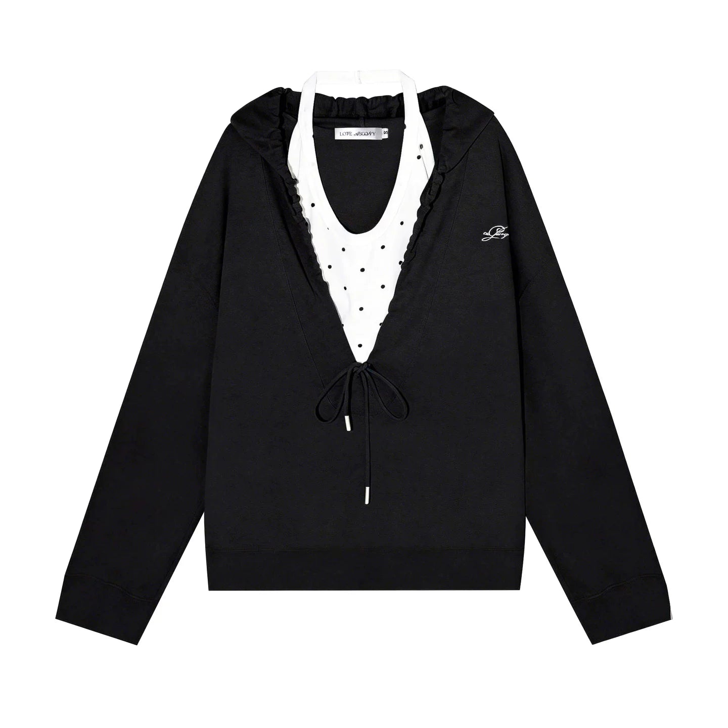 Polka Dot Hooded Vest Sweatshirt Set-Up