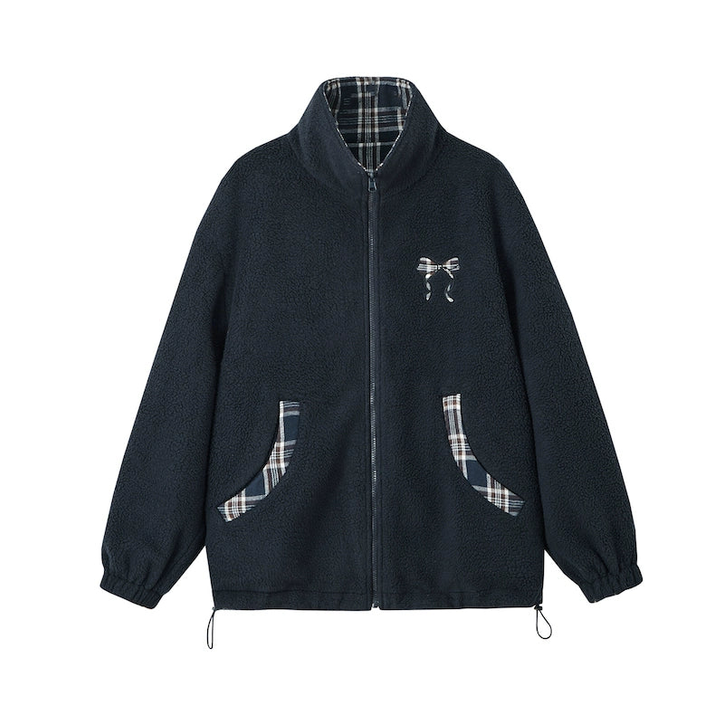 Double-Sided Plaid Fleece Jacket