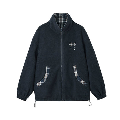 Double-Sided Plaid Fleece Jacket