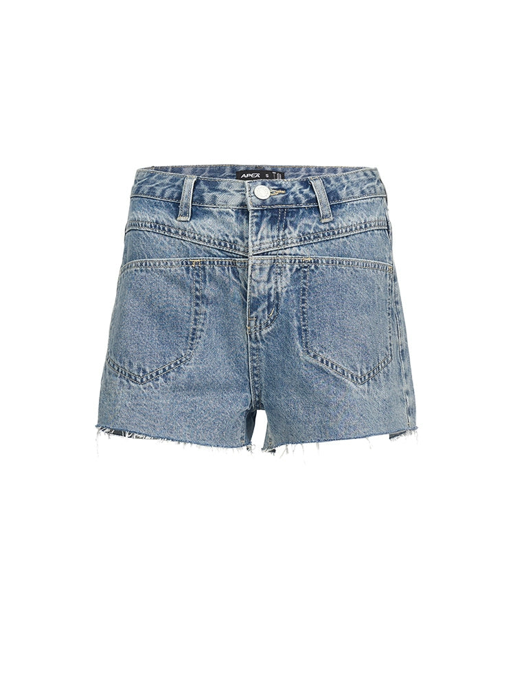 APEA2024 Sommer Design Sinn Nische roh-edged Denim Shorts, neue dünne skinny hot pants