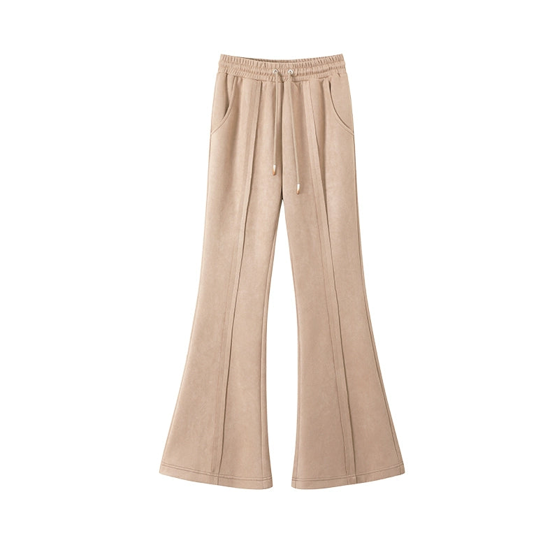 Slim Fit Suede Micro-Flared Pants