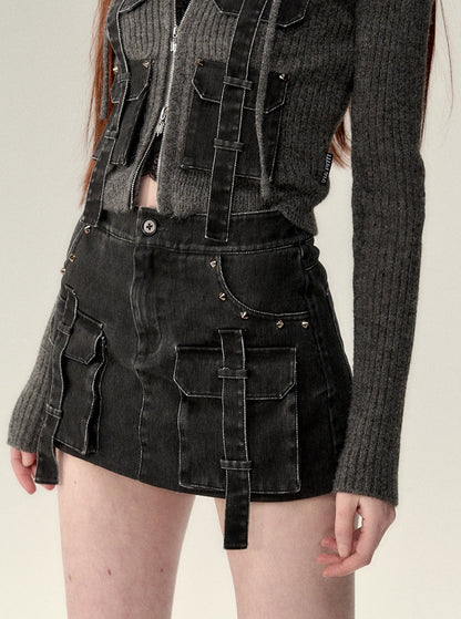 A-line denim skirt