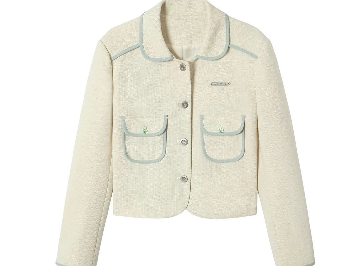 Retro Doll Collar Thin Shoulder Pad Suit Jacket