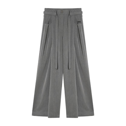 Pleated Retro Wide-Leg Pants