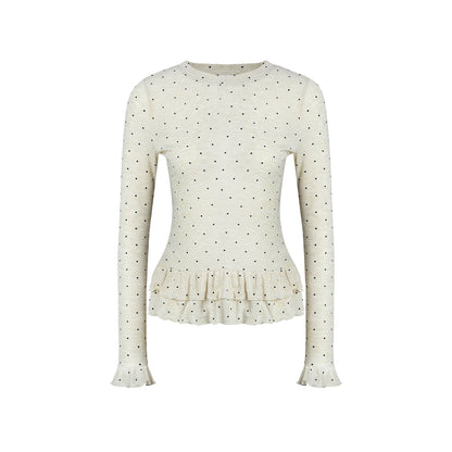 Romantic Polka Dot Long-Sleeved T-shirt