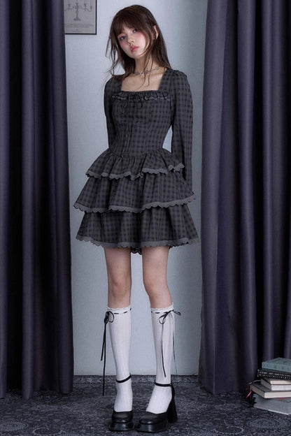 Classic Dark Plaid Princess Dress