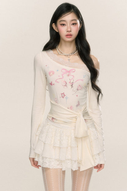 Sweetheart Lace Long-Sleeve T-Shirt