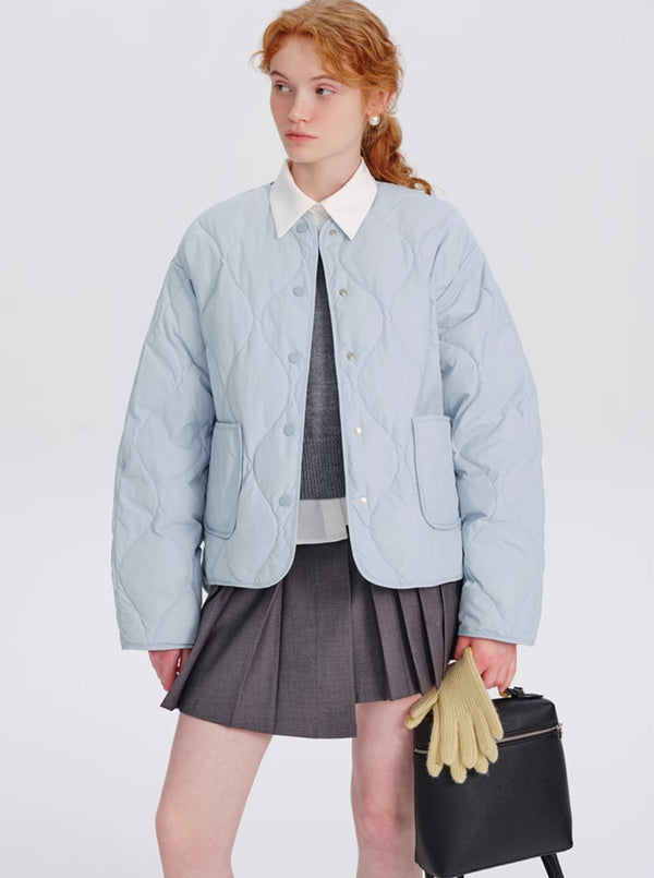 Short light rhombic down jacket