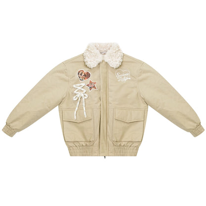 Cat Pattern Workwear Style Slimming Cotton Jacket