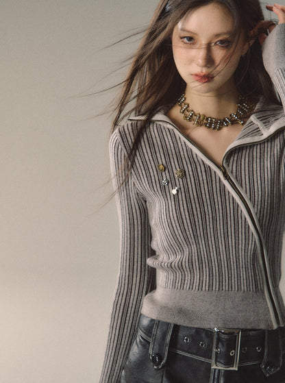 slim-fit knitted cardigan top