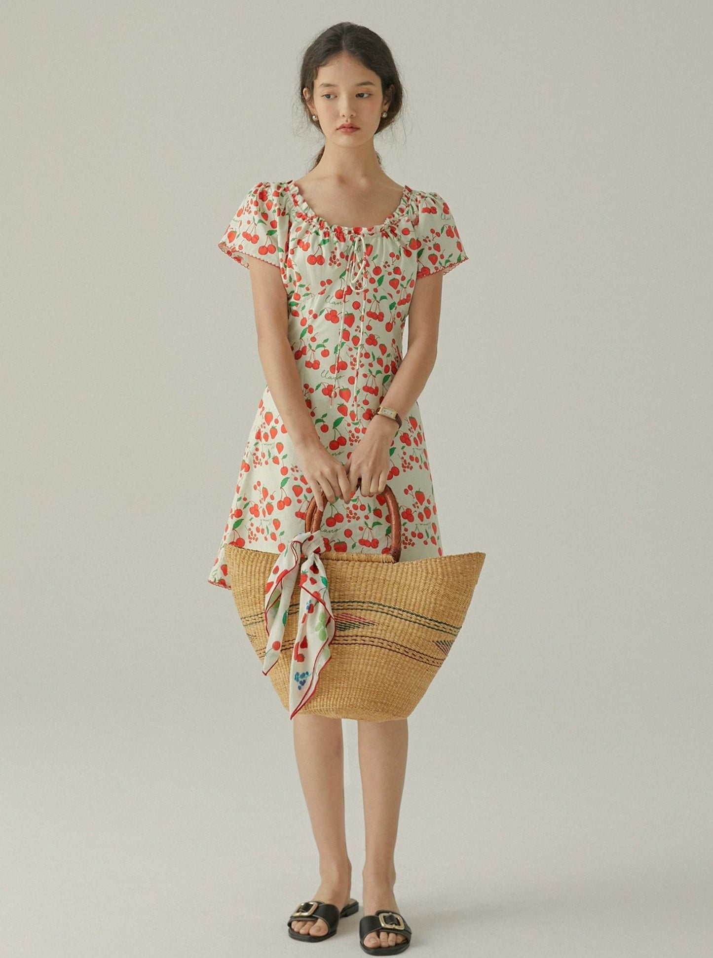 French Fruit Print Dress