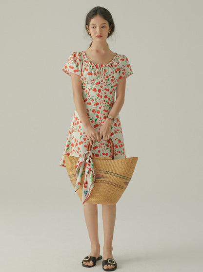 French Fruit Print Dress