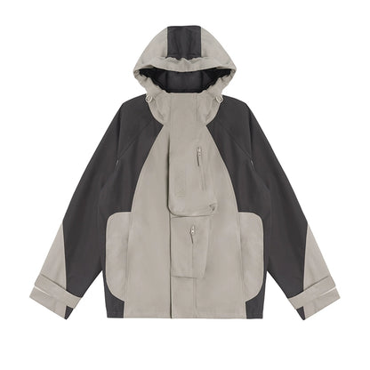 Contrast Hooded Windproof Jacket
