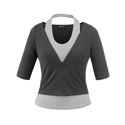 Striped Slim Zipper Tee