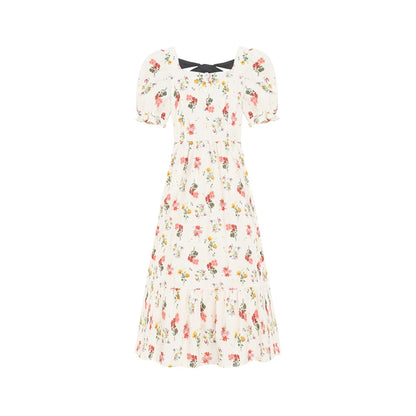 Vintage Floral Puff Sleeve Dress