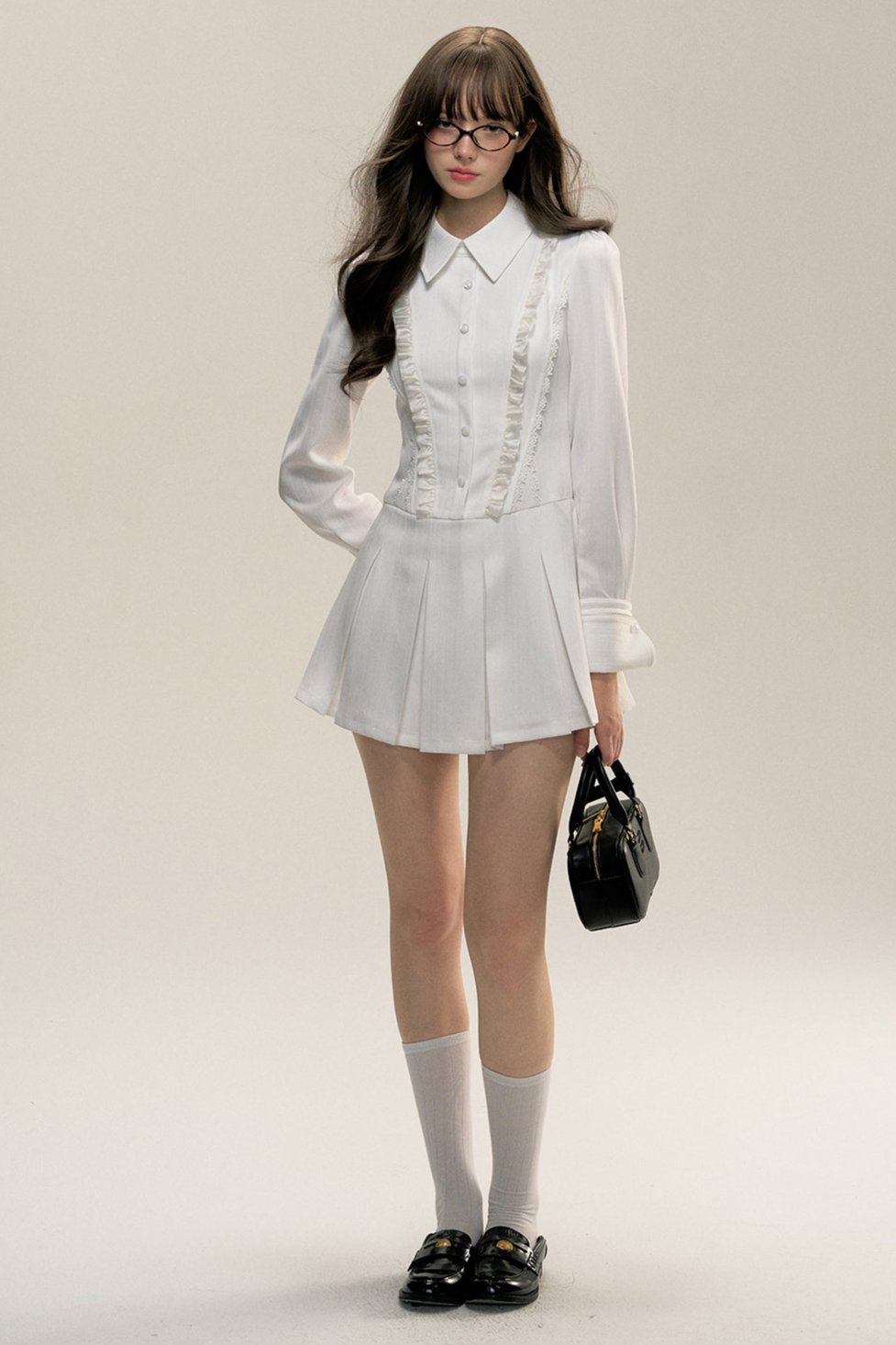 College Pleated Shirt Dress