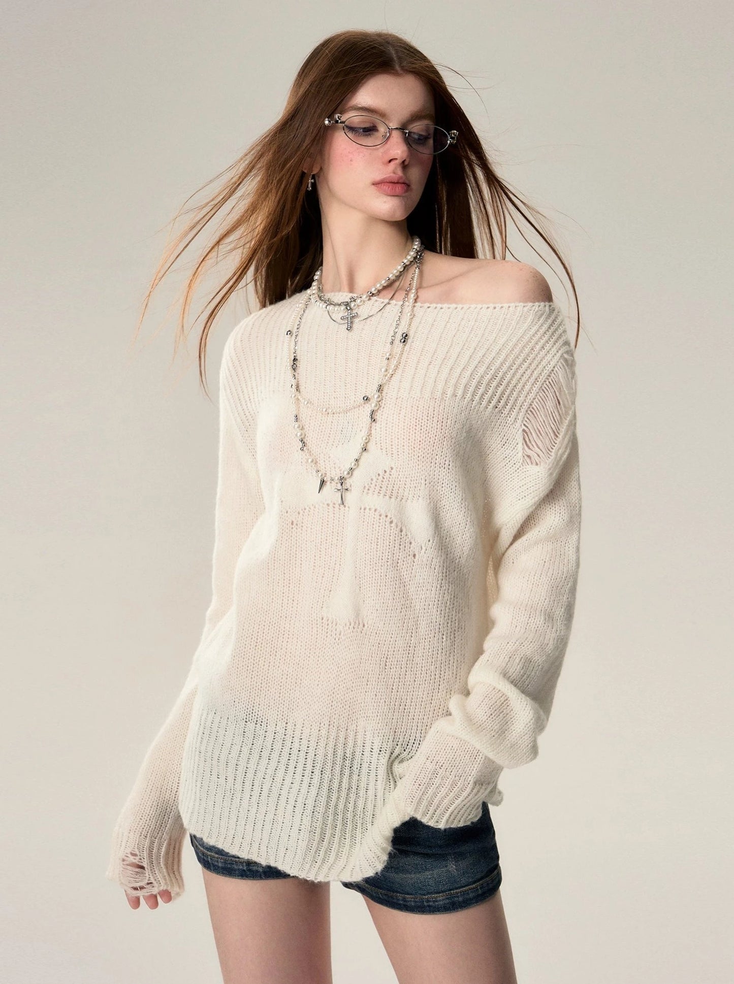 Cross losen Wollstrickpullover