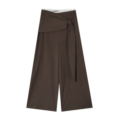 Retro Wide-Leg Tie-Up Pants