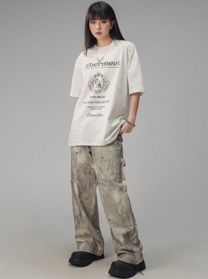 Retro mottled wasteland style logging pants