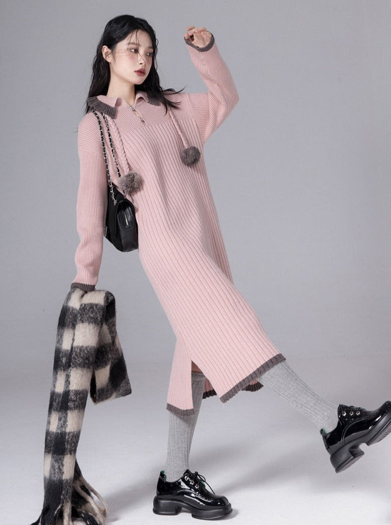 Pink wool hat dress