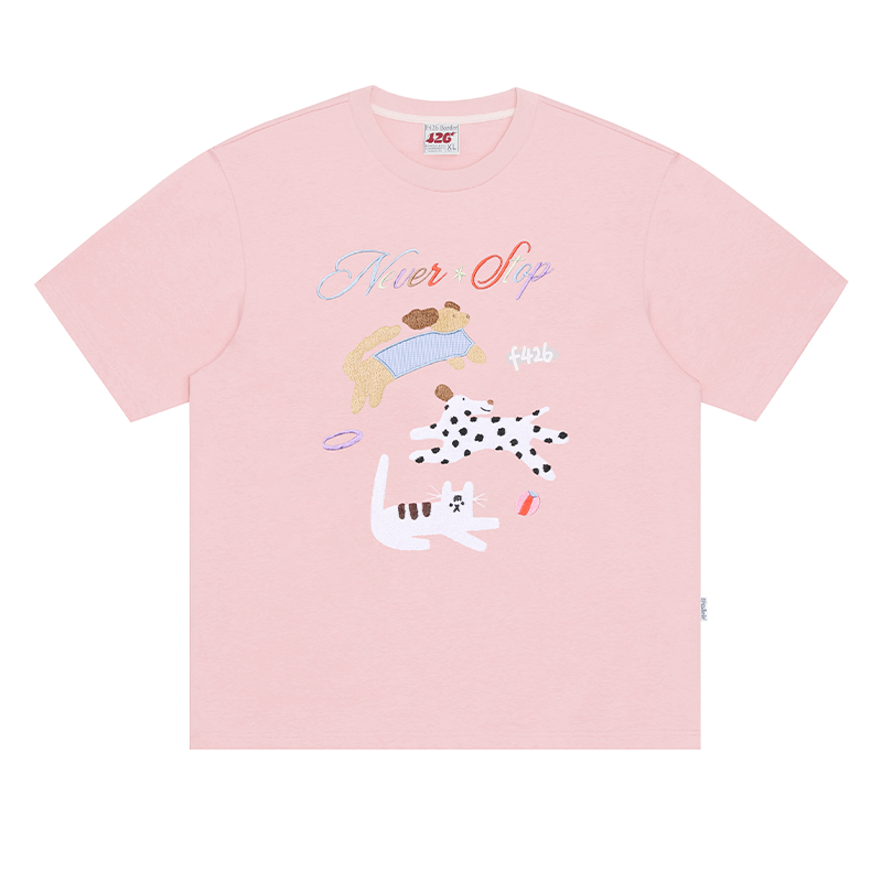 Cat Dog Embroidered T-shirt