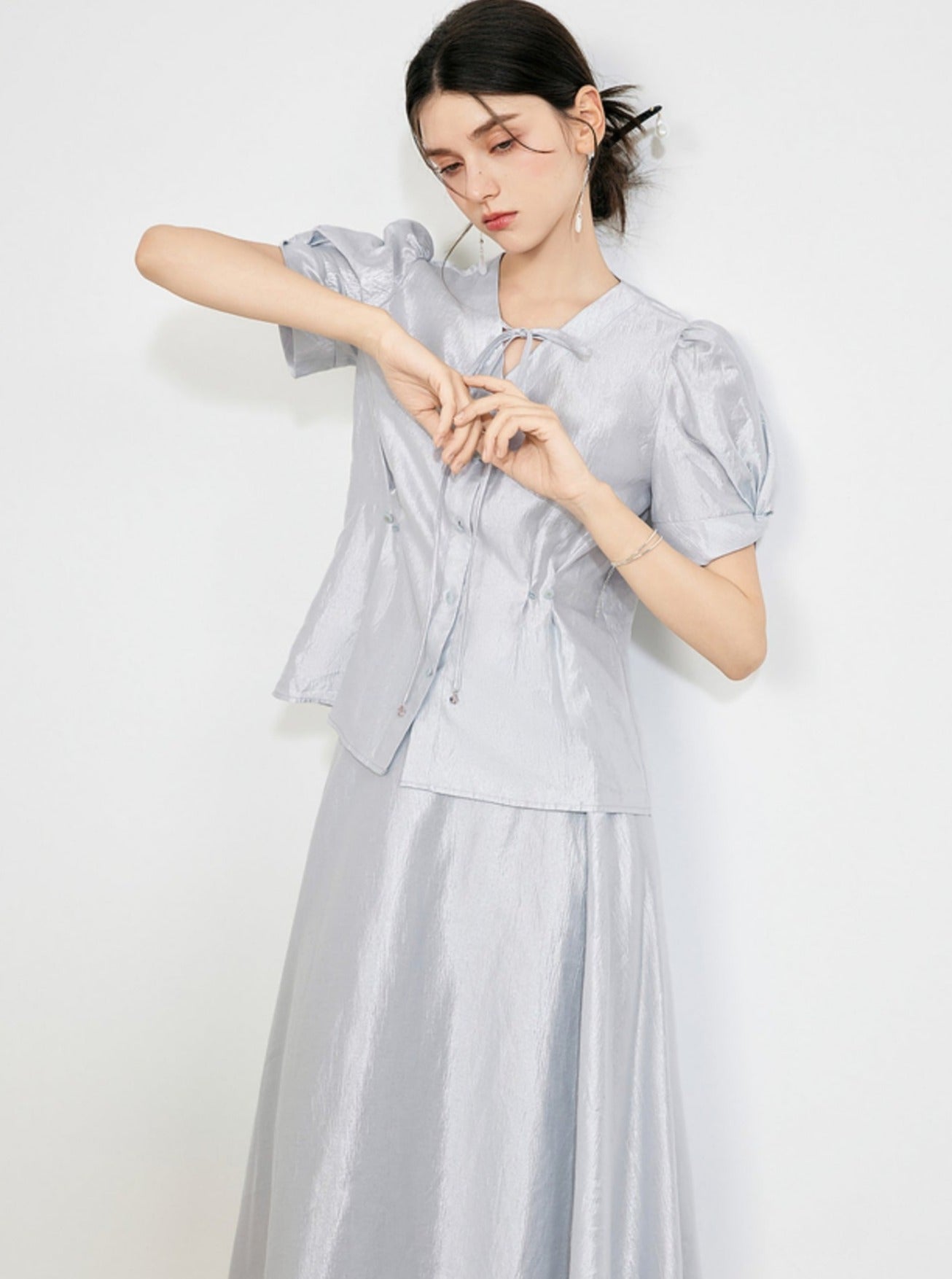 Chinese Two-Piece Shirt Skirt Set