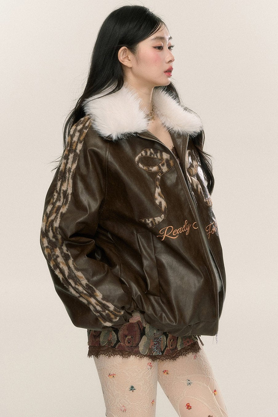 Fur Collar Leather Jacket