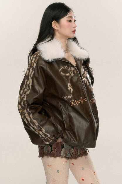 Fur Collar Leather Jacket