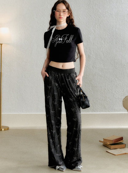 Retro Style Bow Casual Pants