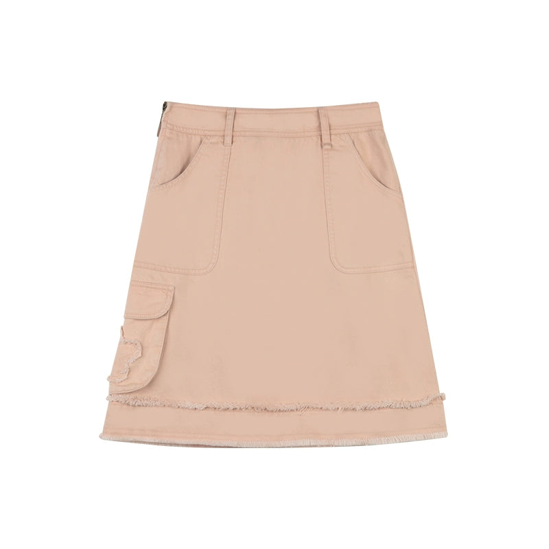 Flower Raw Denim Skirt